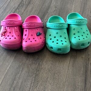 CROCS Kids Sandals - Vibrant Pink and Green